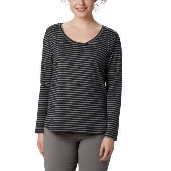 Columbia Ženske Majice S Kapuljačom - Firwood Camp Long Sleeve Crne Prugice | CJPV-58204